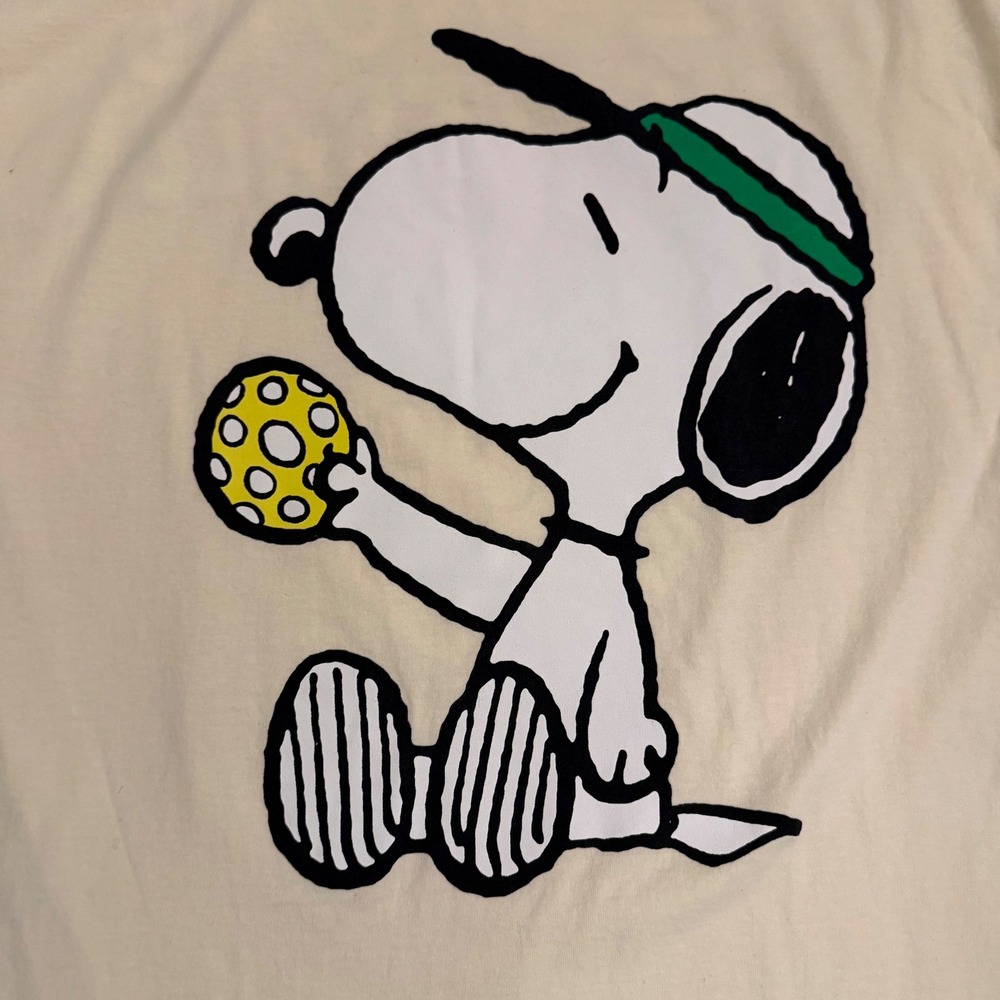 Peanuts Snoopy Pickleball Club T-Shirt Mens XL Cream Ripple Junction Graphic Tee - Picture 4 of 7